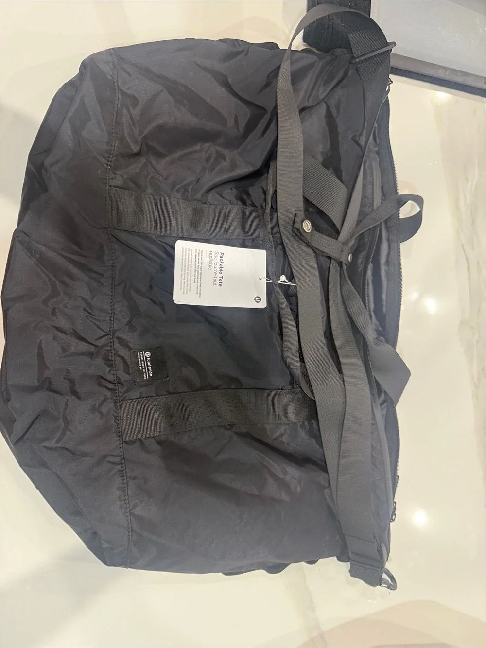 lululemon athletica Black packable totewith Shoulder Strap